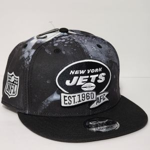New Era Men's New York Jets Sideline Ink Dye 9Fifty Black Adjustable Hat
